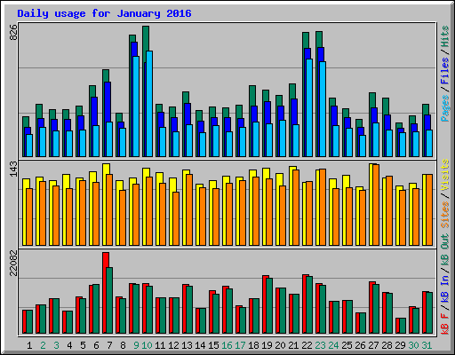 Daily usage for January 2016