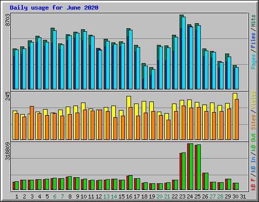 Daily usage for June 2020