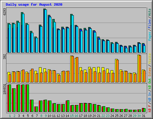 Daily usage for August 2020