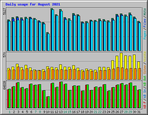 Daily usage for August 2021