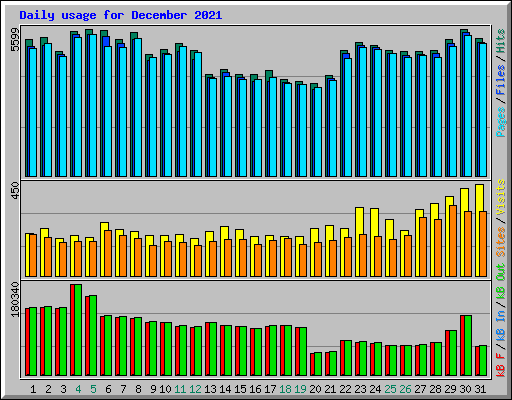 Daily usage for December 2021