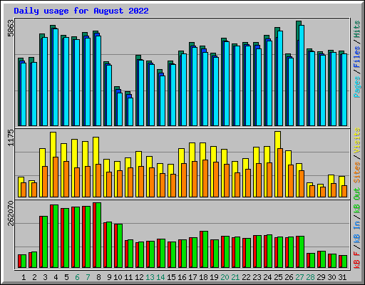 Daily usage for August 2022