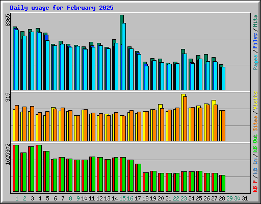 Daily usage for February 2025