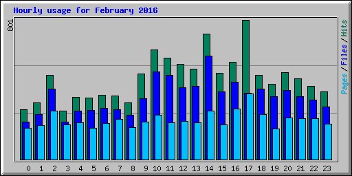 Hourly usage for February 2016